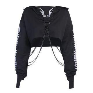 Bone Print Cropped Hoodie