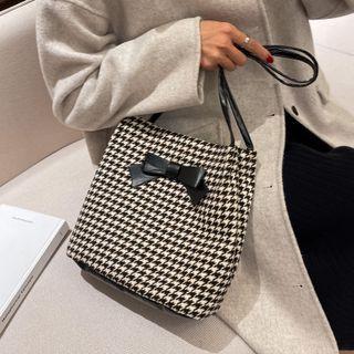 Houndstooth Nylon Tote Bag