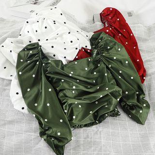 3/4-sleeve Dotted Crinkled Top