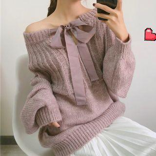Lace Long-sleeve Top / Lace-up Sweater