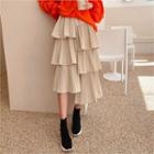 Asymmetric Ruffle Cancan Skirt Beige - One Size