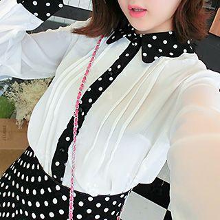 Polka Dot Long-sleeve Chiffon Dress