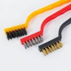 Set Of 3: Stove Cleaning Brush Set Of 3 - Copper & Iron & Nylon - Red & Yellow & Black - One Size