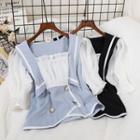 Mock Two-piece Double Breasted Blouse