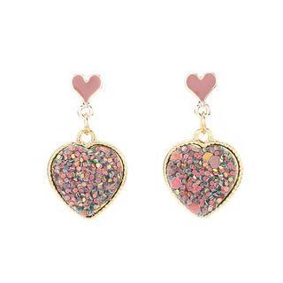 Glitter Heart Drop Earring