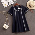 Short-sleeve Lace Bow A-line Dress