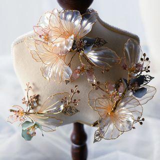 Flower Headpiece 3 Piece - Headpiece - Gold - One Size