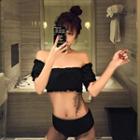 Frill-trim Ribbed Bikini