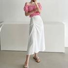 Drawstring-front Maxi Skirt