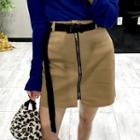 Zip-front A-line Miniskirt With Belt