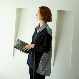 Paneled Striped Cotton Shirt