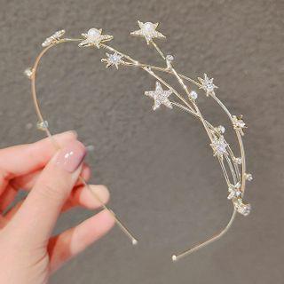 Rhinestone Star Headband Silver Star - Gold - One Size