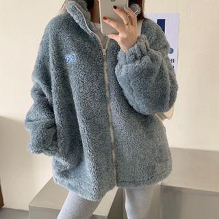 Long-sleeve Embroidered Fleece Zip-up Jacket