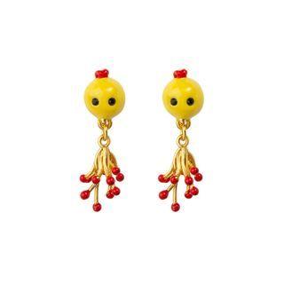 Fashion Cute Plated Gold Enamel Little Yellow Chicken Tassel Earrings Golden - One Size