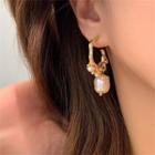 Faux Pearl Alloy Dangle Earring 1 Pair - Type A - Gold - One Size