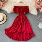 Off Shoulder Ruffle Dip Back Dress