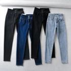 High-rise Three-breasted Skinny Jeans