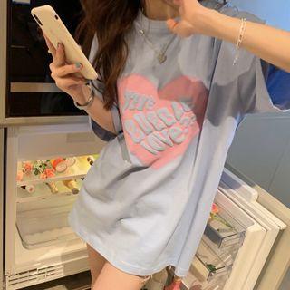 Short-sleeve Lettering Embossed T-shirt