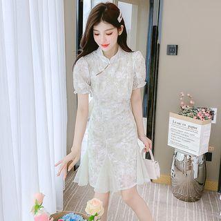 Puff-sleeve Floral Print Faux Pearl A-line Dress (various Designs)