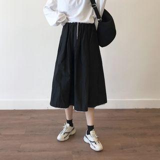 Midi A-line Skirt Black & White - One Size