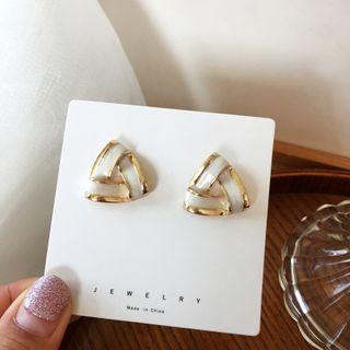 Triangle Earring 1 Pair - S925 Silver - White - One Size