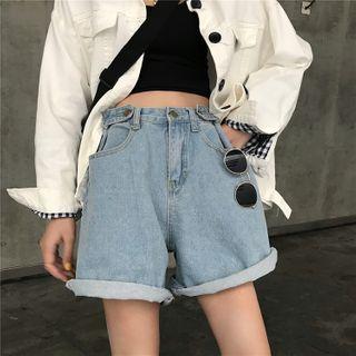 Wide Leg Denim Shorts Blue - One Size
