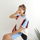 Set: Color-block Polo Shirt + Band-waist Skirt