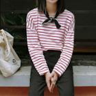 Long-sleeve Striped T-shirt Stripe - Red - One Size