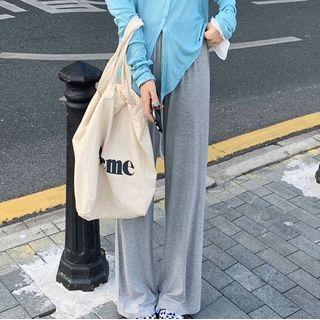 Plain Wide Leg Pants Pants - Gray - One Size