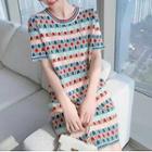 Short-sleeve Jacquard Knit T-shirt Dress