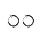 Fashion And Simple Plated Black Geometric Round 316l Stainless Steel Stud Earrings Silver - One Size