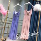 Sequined Spaghetti Strap Wide Leg Jumpsuit