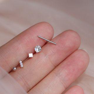925 Sterling Silver Stud Earring Set Of 5