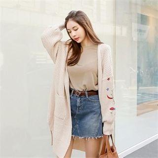 Vintage Flower-embroidered Long Cardigan