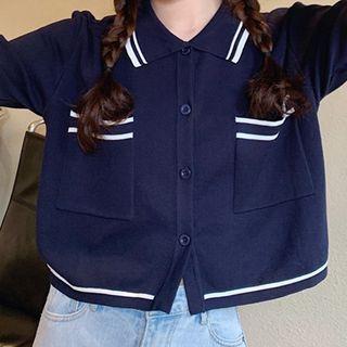 Short Sleeve Knitted Crop Top Sapphire Blue - One Size