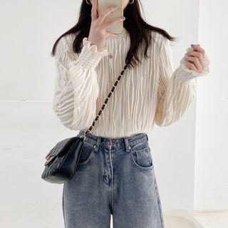 Lantern-sleeve Blouse Off-white - One Size