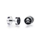 Fashion Simple Skull Geometric Round 316l Stainless Steel Stud Earrings Silver - One Size