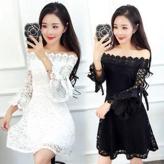 Off-shoulder Bell Sleeve Lace Dress