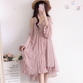 Spaghetti Strap Midi Dress / Plain Light Jacket