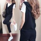 Set: Short Sleeve Top + Sleeveless Vest Hoodie + Carpi Sweatpants