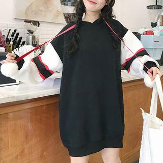 Pom Pom Color Block Hoodie