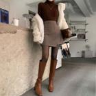 Asymmetric-hem Houndstooth Miniskirt