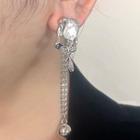 Rhinestone Asymmetrical Alloy Fringed Earring