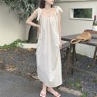 Tie-strap Midi Smock Dress Almond - One Size