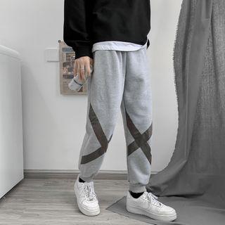 Cross Print Cropped Harem Pants