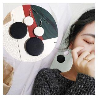 Wooden Disc Dangle Earring As Shown In Figure - One Size