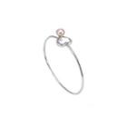 925 Sterling Silver Simple Romantic Heart Purple Freshwater Pearl Bangle Silver - One Size