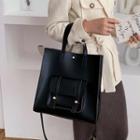 Set: Faux Leather Crossbody Tote Bag + Pouch