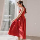 Modern Hanbok Sleeveless Dress In Scarlet One Size
