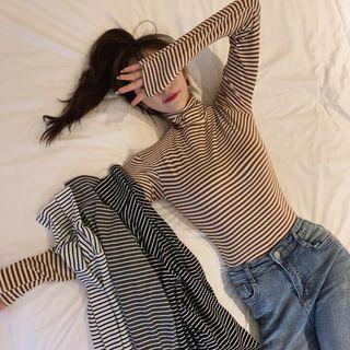 Basic High-neck Striped Top
